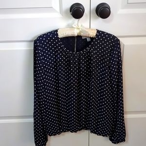 Polka Dot Blue/White Blouse, Size Medium, NWOT💕